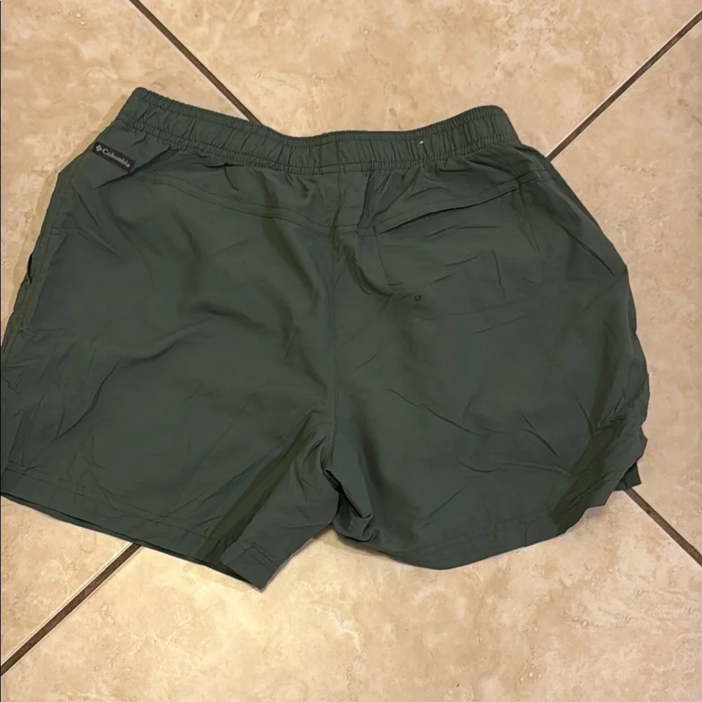 Green Athletic Shorts with Elastic Waistband